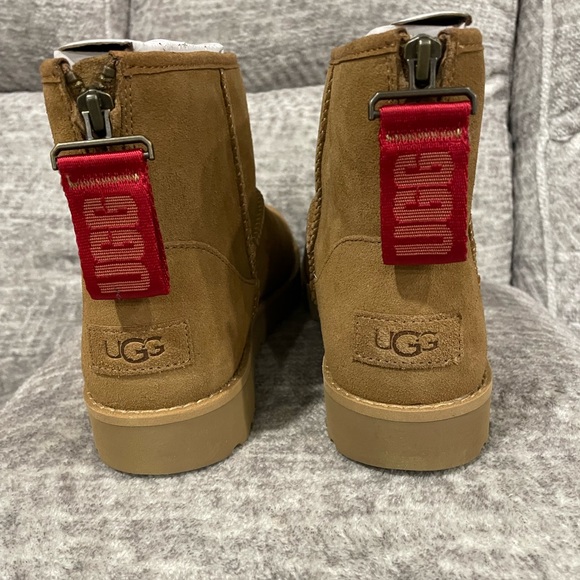 UGG Shoes - UGG Australia Women’s Boots Classic Mini Logo Zip up Ankle Leather, Size…